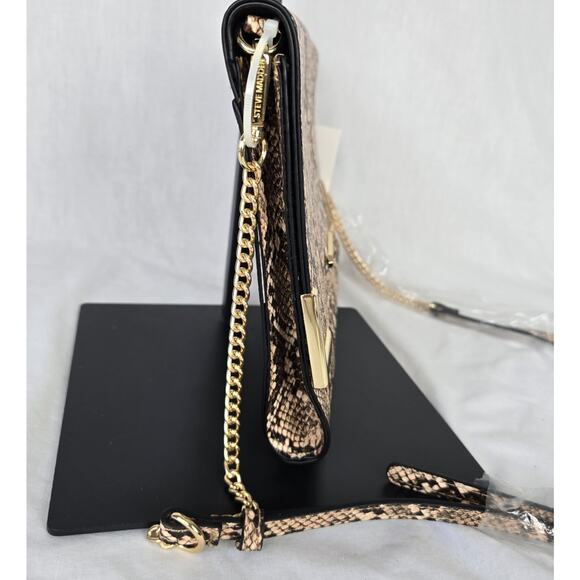 Steve Madden Crossbody Bag or Clutch Brown Tan Snake Print Natural BShannon NWT - Picture 10 of 16